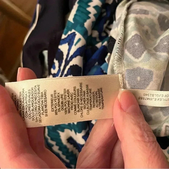 ELIZA J Elbow Sleeve Green & Blue Sheath Dress Women’s Size 10 Geometric - Picture 8 of 9